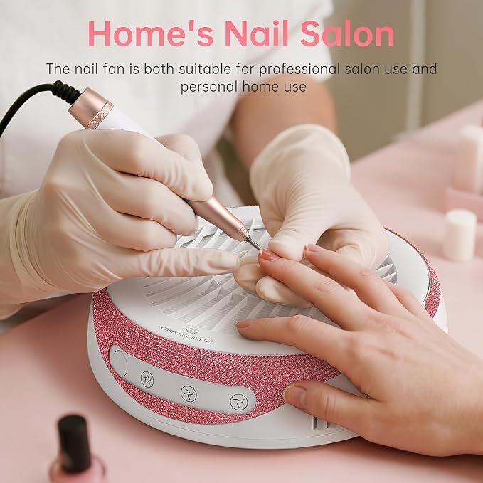 Nail Dust Collector, Cordless Dust Collector Nail Tech, Powerful Vacuum Fan Vent Dust Collector Extractor Dust Suction Machine for Acrylic Nails Polishing, Nail Salon&Home, Pink
