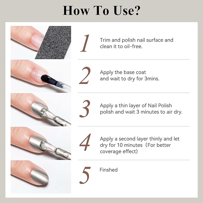 Metallic Chrome Nail Polish Mirror Shine Quick Dry Champagne Gold, Holographic Nail Lacquer Regular Color For Finger Toe Nail French Manicure Art