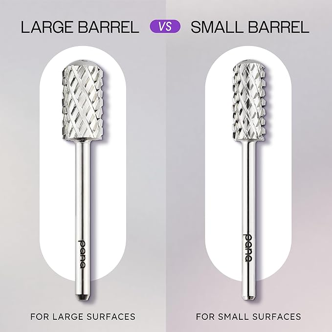 PANA 3/32" Small Smooth Round Top Safety Carbide Nail Drill Bit for Gel Polish & Acrylic Removal Nail Salon Manicure Pedicure Electric File Tools (Small Barrel - Silver, 4X Coarse)