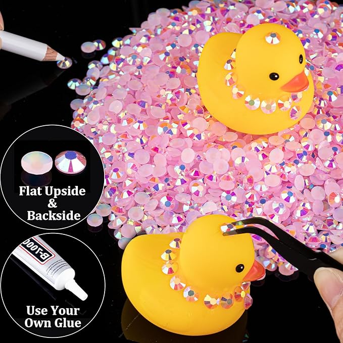 2000pcs 6mm Resin Rhinestones Bulk, Light Pink AB Flatback Round Jelly Rhinestones Bedazzling Non Hotfix Crystal Gems Large Quantity Wholesale for DIY Crafts Clothes Tumblers Face Makeup Manicure
