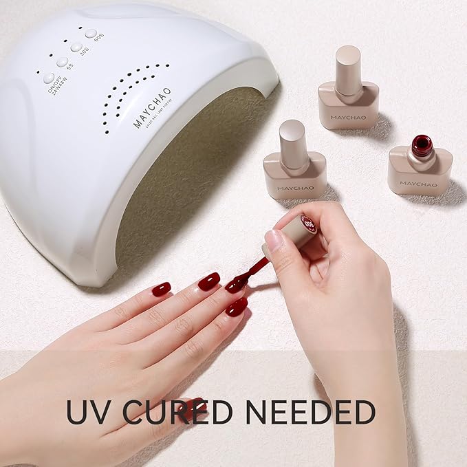 MAYCHAO 15ML Burgundy Red Gel Nail Polish 1Pc Wine Red Gel Polish Soak Off UV LED Nail Polish Nail Art Starter Manicure Salon DIY at Home, 0.5 OZ