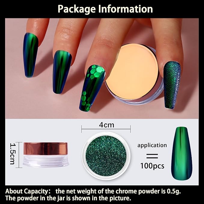 Allstarry Chameleon Chrome Nail Powder, Color-Shift Nail Powder Pigment Glitter Dust Magic Chameleon Mirror Effect Aurora Chrome Effect for Gel Polish Nail Art Decoration-Dark Hearts