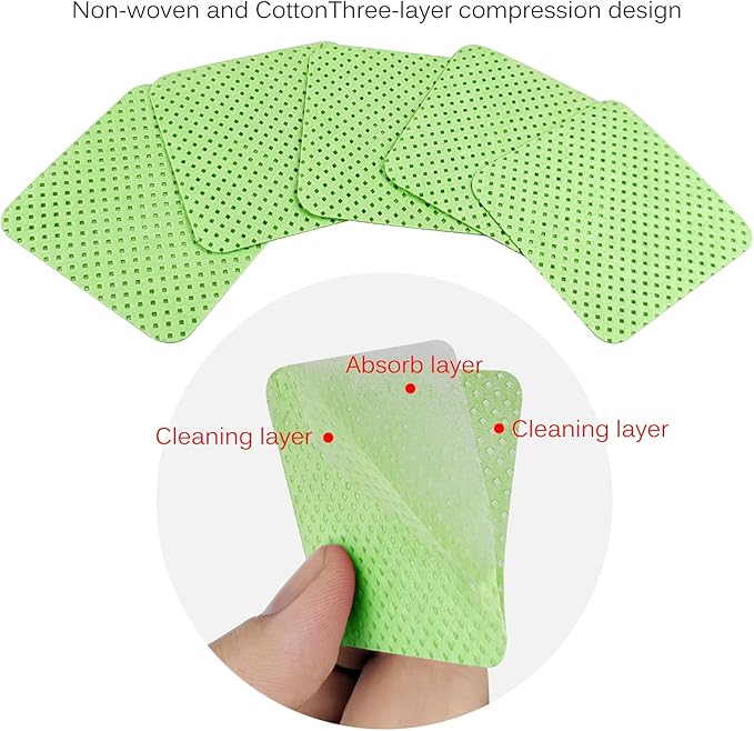 300 Pcs Lint Free Nail Wipes, Non-Woven Nail Polish Remover Pads Nail Polish Wipes for Nail Polish Removal Eyelash Extensions DIY Nail Art Supplies (Green)