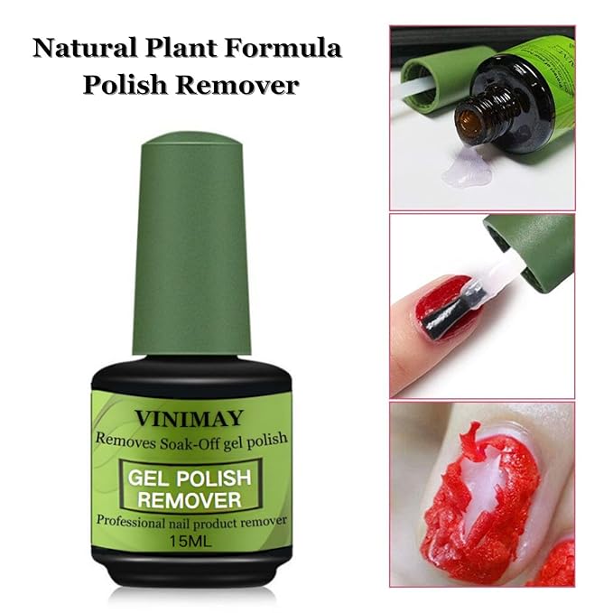 2 Pack 15ml Gel Remover Polish - Gel Polish Remover for Nails - Quickly & Easily Gel Nail Remover Within 3-5 Minutes - No Soaking or Wrapping Nail Gel Remover (0.51 Fl Oz (Pack of 2))