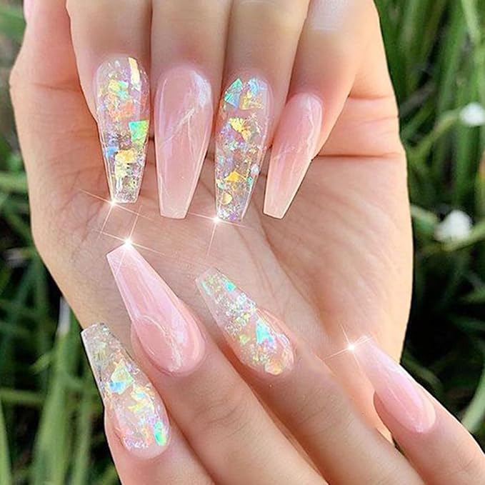 Holographic Iridescent Glitter Nail Art Sequins, 3D Irregular Ultra Thin Nail Art Sparkly Flake Designs, Shiny Mermaid Nail Glitter Confetti Acrylic Supplies for Women Girls Manicure Tips Decorations