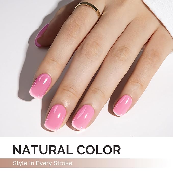 MelodySusie Pink Gel Nail Polish, 0.5Fl.oz Jeweliver Jelly Gel Nail Polish Translucent Peach Color Pastel Soak Off UV LED Light Cure Nail Art Gift Manicure JDZ63