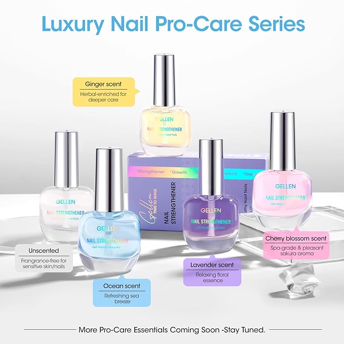 GELLEN Nail Strengthener Ocean Scent, 8-In-1 Pro Care Nail Repair Growth Serum for Thin Damaged Nails, Air Dry Clear Finish, Non-Polish, Keratin Calcium Nourishes Strengthens & Growth
