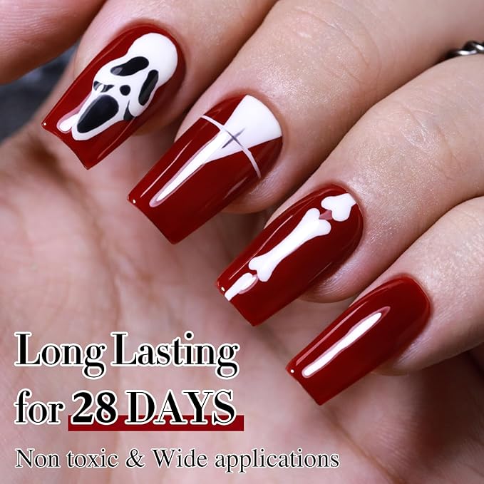 Double Rhythm Gel Polish 15ML Jelly Sheer Pastel Light Milky Color Pearl White Bottle 1 PC 0.5 OZ Full Size Nail Art Salon at Home (Blood Red -D1104)