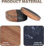 Coasters Set of 4 for Drinks, Marble-Wood Spliced Coaster for Tabletop - Image 4