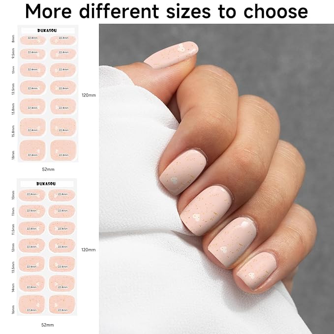 Semi Cured Gel Nail Strips, Heart to Heart | 28 pcs Gel Nail Strips Work with Any UV Lamp, Salon Quality UV Nails Stickers, Easy to Apply for Home Nails DIY