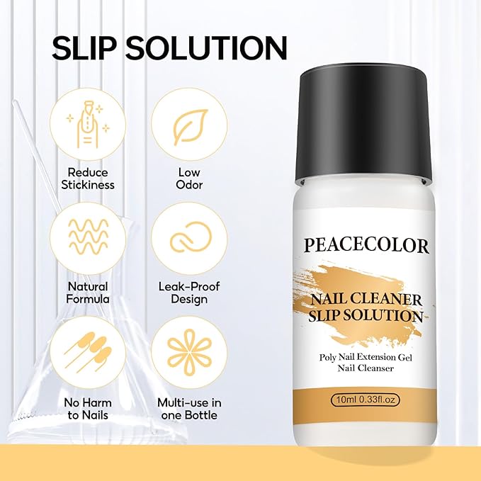 PEACECOLOR Poly Nail Gel Kit with U V Light, 3 Colors Clear Pink Nude 16ML Poly Extension Gel Nail Kit with Slip Solution for Beginners Manicure Tools DIY Home Salon Art Design