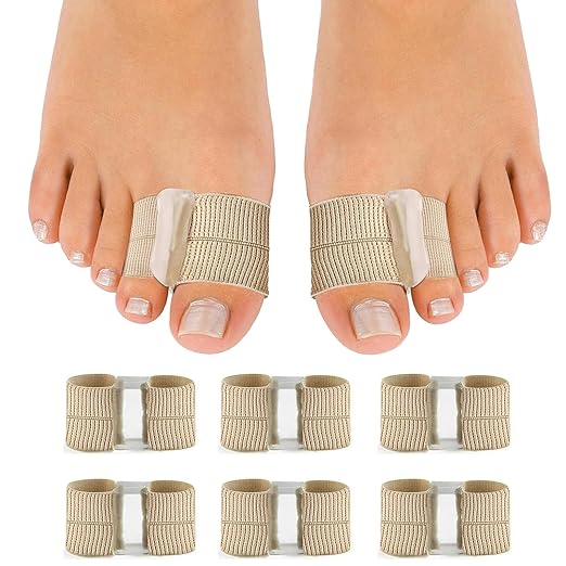 6 Pack Big Toe Separators, Gel Bunion Corrector with Elastic Band for Overlapping Toe Silicone Toe Spacers for Hallux Bunion Relief