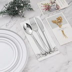 BESTVIP 350 PCS Disposable Silver Plates and Silverware Set - Image 6