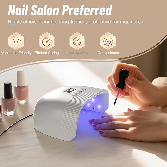 UV Nail Lamp - Fast Drying, UV Light for Gel Nails with 30 Dual Lamp Beads, 4 Timer, LCD Display, Energy Efficient LED Nail Light for Home & Salon