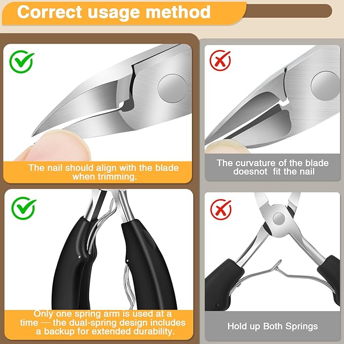 Toenail Clippers for Thick Toenails 6Pcs, Long Handle Nail Clippers for Seniors Angled Head with Catcher, 45° Slanted Toe Nail Clippers Curved Blade, Ergonomic Wide Jaw Opening Heavy Duty