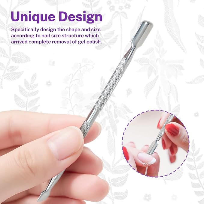 5Pcs Cuticle Pusher Remover and Cutter, Creatiee Double Ended Stainless Steel Cuticle Cleaner Nail Gel Polish Removal, Manicure Pedicure Nail Tools for Fingernails Toenails - Professional & Durable