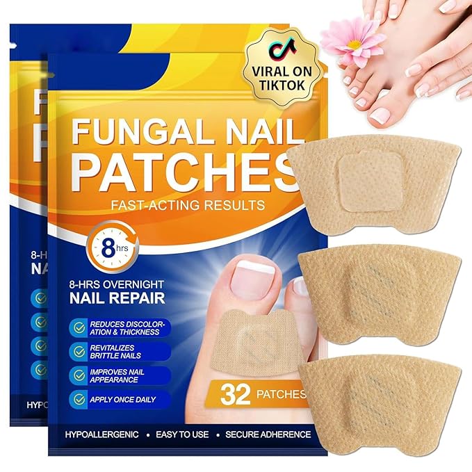 32 PCS Fungal Nail Patches for Broken Damaged Split Nails,Toenail Treatment Extra Strength,Nail Repair for Damaged Nails, Nails Care Supplies, Restore Discoloration and Thickness (2 Pack)