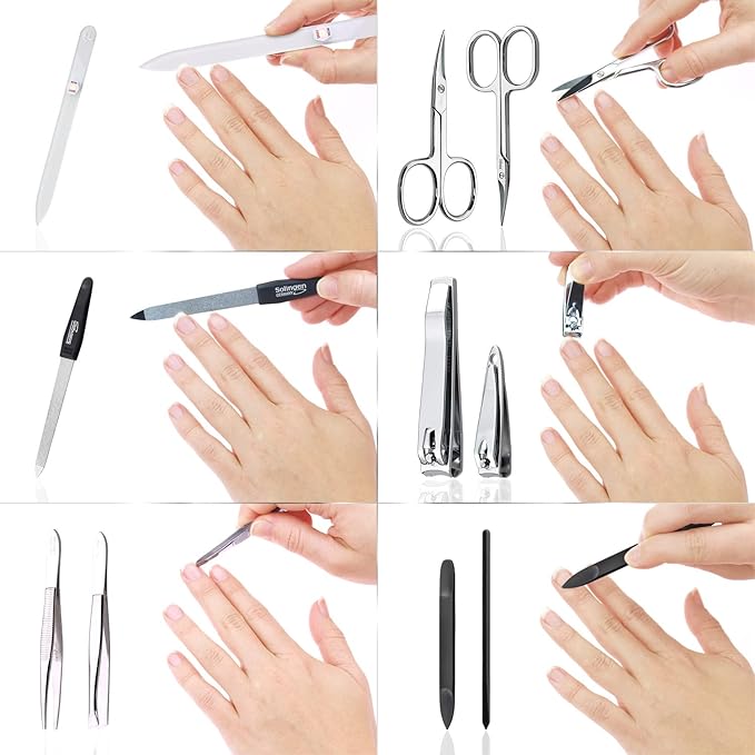 Manicure Set Women and Men – 12-Piece Professional Grooming Kit with Premium Tools, Artificial Leather Case, and exclusive Glass Nail File for Hand & Foot Care, German Quality
