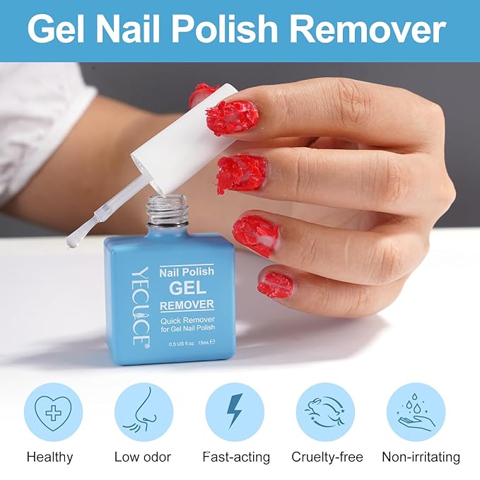 Gel Nail Polish Remover, (2PCS) Gel Polish Remover for Nails, Quickily and Easily Removes Gel Polish in 3-5 Minutes, No Need for Foil, Soaking or Wrapping (with Cuticle Pusher and Nail Scraper)