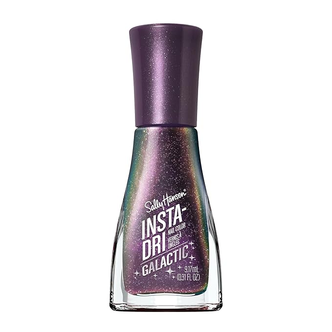 Sally Hansen Insta-Dri Galactic Nail Polish | Quick Dry, Long Lasting, Streak-Free Shine | Semi-Opaque, Shimmery | 116 Lunar Love | Holographic Black Purple Nail Color