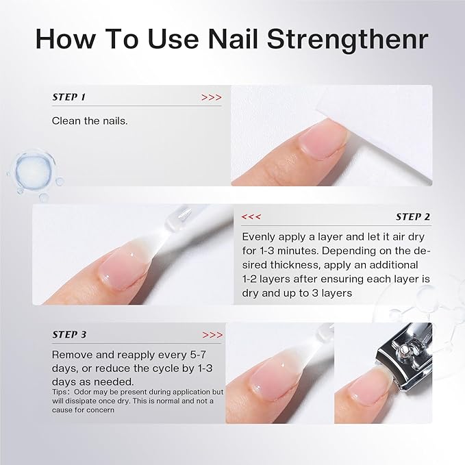 Morovan Nail Strengthener and Growth: Clear Nail Polish Hardener for Damaged Nails Treatment Natural Keratin Repair Ridge Filler Prevents Discoloration Crack Thin Essential Manicure Nail Care Women