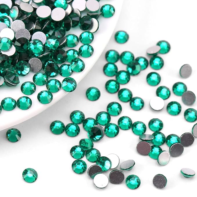 Novani Rhinestones 1440pcs SS20 Glass Rhinestones Crystal Flatback Gemstones for Crafts Nails Makeup Bags and Shoes Decoration（SS20, Green Zircon）