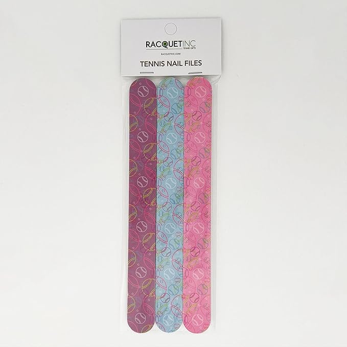 Racquet Inc. - Tennis Nail File 3-Pack - Double-Sided Emery Board for Nail Care, Manicure & Pedicure, Professional Nail Buffer & Filer for Smooth, Shaped Nails
