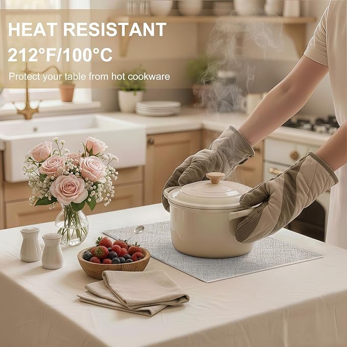Faux Leather Heat Resistant Placemats 4 Packs, Waterproof Wipeable Dining PU - Image 3