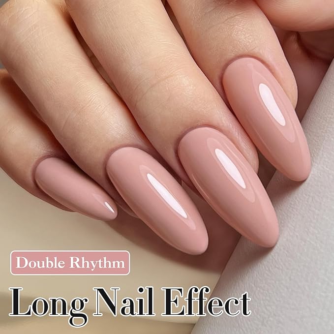Double Rhythm Gel Polish 15ML Jelly Sheer Pastel Light Milky Color Pearl White Bottle 1 PC 0.5 OZ Full Size Nail Art Salon at Home (Milky Pink-D1116)