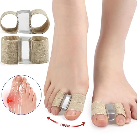 Toe Spacers for Women & Men - Bunion Corrector with Elastic Band, Silicone Toe Separators for Overlapping Toes, Correct Toes & Foot Pain Support