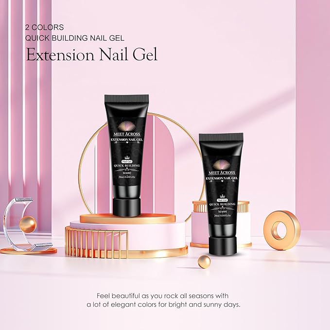 MEET ACROSS Poly Nail Gel 10Pcs Nail Extension Gel Set and Nail Extension Starter Kit for Beginners Nail Art DIY Home Gifts for Women (SET-2, 10pcs)