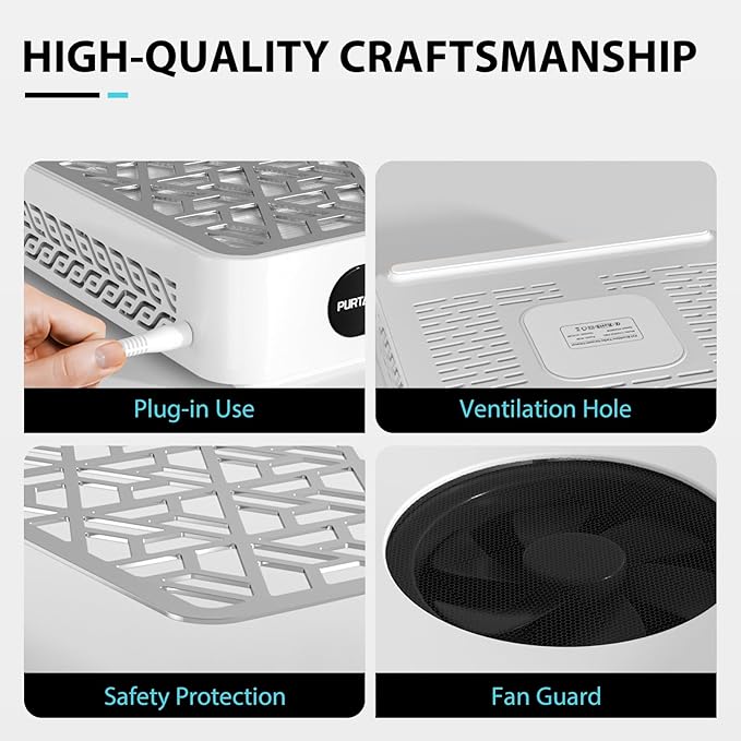 Nail Dust Collector, Powerful Vacuum Fan Vent Dust Collector Extractor Dust Suction Machine for Acrylic Nails Polishing, Nail Salon,White