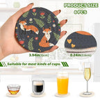 Fox Flower Black Pattern Coasters - Image 3
