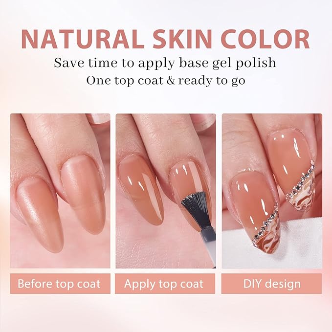 BTArtbox Almond Nail Tips - Brown Soft Gel Nail Kit with 150 pcs Medium Fake Nails, Gel Nail Glue, Top Coat, Nail Lamp, Pre-colored Press on Nails for Nail Art