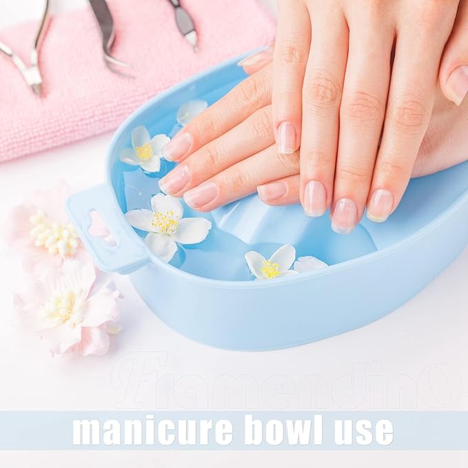 Framendino, 2 Pack Manicure Hand Bowl Nail Art Soak Off Bowls for Hands Wash Spa Tool Blue