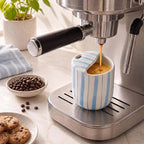 Ceramic Mug with Sip Hole 10 oz Light Blue Striped Ceramic Coffee Mug Hand - Image 7