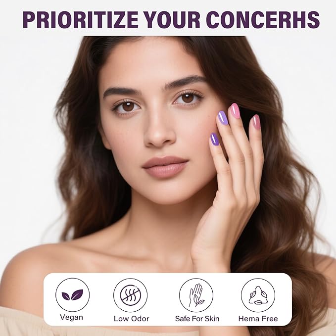 EBANKU 6 Pcs Pink Gel Nail Polish Set, 15ML Same Color Same Bottle White Purple Soak Off Gel Nail Polish Kit Nail Art Manicure Gifts for Women