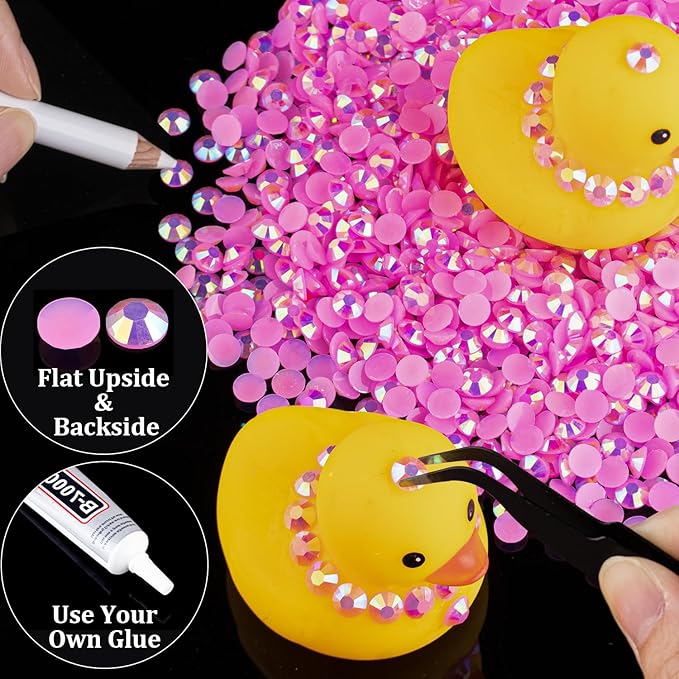 5000pcs 5mm Resin Rhinestones Bulk, Pink AB Flatback Round Jelly Rhinestones Bedazzling Non Hotfix Crystal Gems Large Quantity Wholesale for DIY Crafts Clothes Bottles Tumblers Face Makeup Manicure