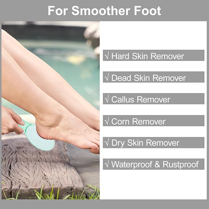 Nano Glass Foot File Callus Remover, 2 Pcs Hard and Dead Skin Remover for Feet, Double Sided Foot Scrubber Pedicure Tool, Hair Eraser for Softer and Smoother Feet Hands, Green, Random Glass