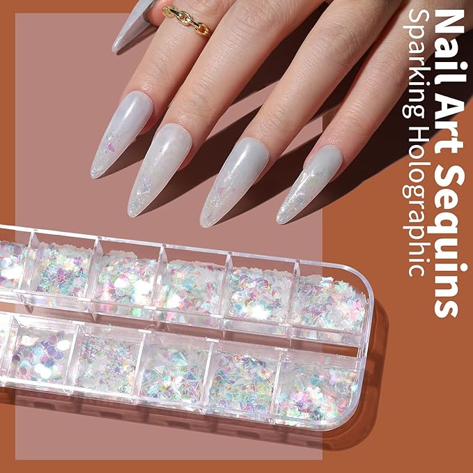 FANDAMEI Nail Art Kit, Nail Art Brushes Set, Nail Art Dotting Tools, Nail Stickers, Butterfly Nail Art Sequins, Nail Foils, Nail Art Flakes Iridescent, Rhinestones For Nails Design