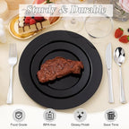 BESTSTAR 100PCS Black Plastic Plates Set | 50 10.25 inch Dinner Plates and 50 - Image 4