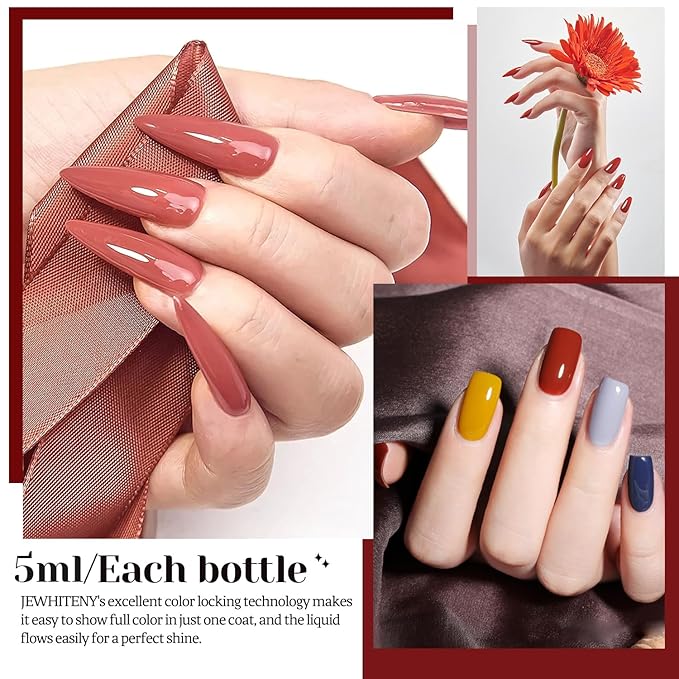JEWHITENY 30pcs Gel Nail Polish Kit With 27 Colors + Matte Top Coat, Base Coat And Top Coat Polish Set For Manicure Nail Art Salon/Home Starter (Packaging May Vary)