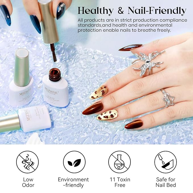 MIZHSE Cat Eye Gel Nail Polish, 6 Colors Moonlight Ceramic Magnetic Gel Nail Polish with Magnet Stick, Trendy French Cateye Polish Kit Soak off Nail Art DIY Salon Gift for Women