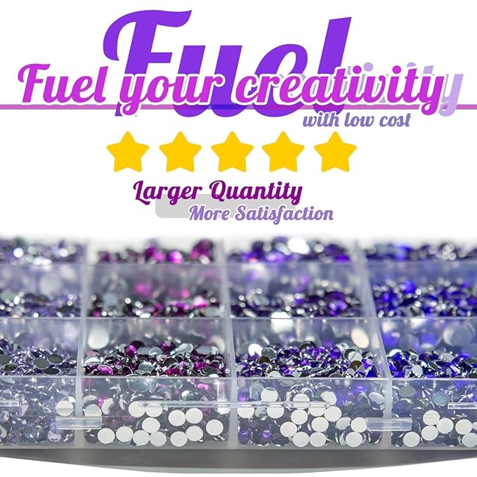 Resin Rhinestones Bulk for Crafting 3mm 4mm 5mm Flatback Crystal Stones 4 Color Light Purple Dark Purple Violet Gems Diamonds for Nails Face Eyes Makeup DIY Crafts Tumblers Bottles Clothes