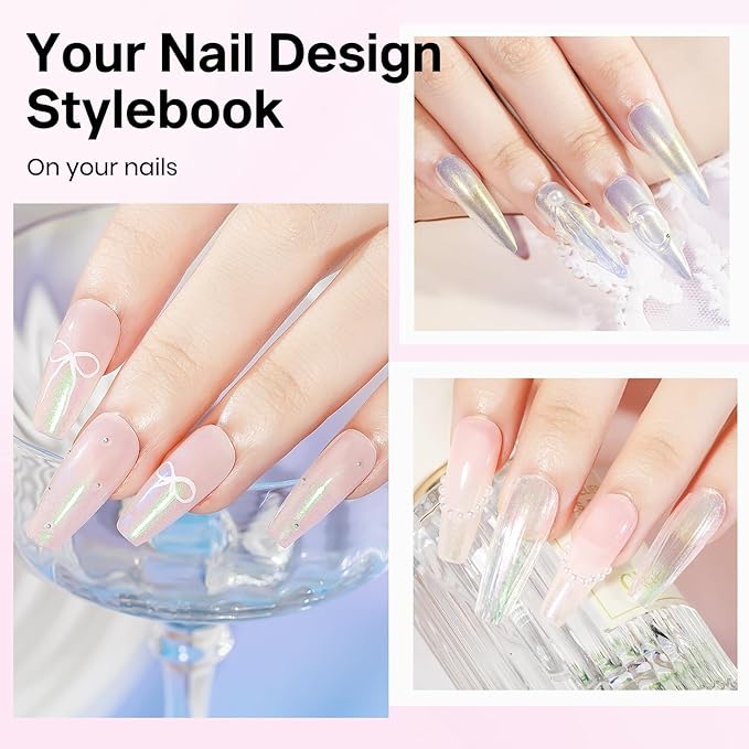 MIZHSE Aurora Pink Nail Polish, Quick Dry Shimmer Nail Polish, Air Fast Drying Mermaid Regular Nail Lacquer Non Gel Oil-based Nail Art Manicure Home DIY