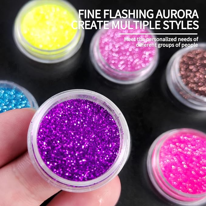 Nail Glitter Powder Set 12 Colors Glitter Powder for Nails for DIY Nail Art Glitter for Nails Sparkling Glitter Nails Great for Home Manicure Professional Quality Nail Art Supplies