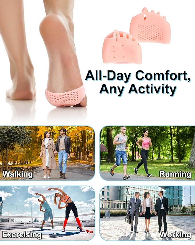 2 Pairs Silicone Toe Separators for Women and Men, Metatarsal Bunion Corrector Cushion, Soft And Breathable Toes Spacers for Foot Pain Relief (2*Skin)