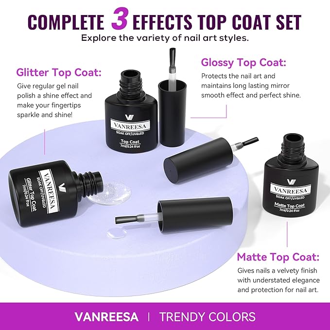 VANREESA Gel Nail Polish Kit with U V Light 52 Pcs Gel Polish Nail Set 36 Classic Colors Nail Polish Set + Base and 3 Effects Top Coat with Manicure Tools Complete Nail Kit Gifts for Women Girls