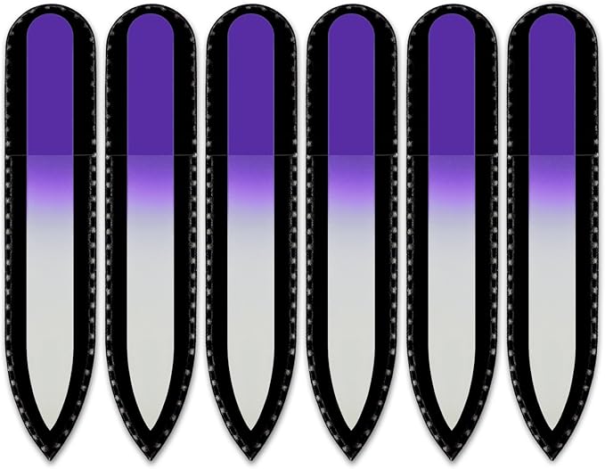 Color Crystal Nail File in Black Pouch - Small/Purse Size - Czech Tempered Glass - Handmade in Czech Republic