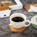 WLWNWFT Wood Marble Coasters for Drinks, Modern Rustic Acacia Hexagon Coaster - Image 4